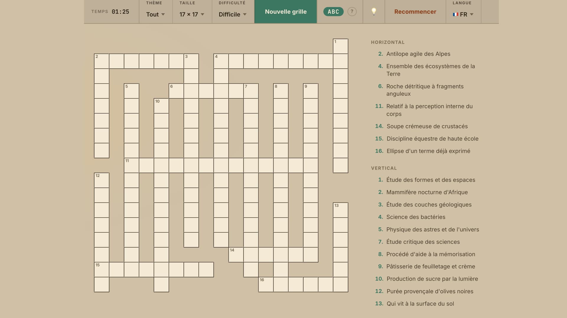 Crossword Puzzle : moteur de mots croisés multilingue